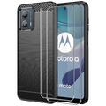 2in1 Glasfolie Display Schutz Hülle für Motorola Edge 30 Neo Carbon Case robust