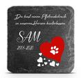 Tiergrabstein Gedenktafel rotes Herz Schiefer Stein Gedenkplatte Katze Hund 2023