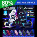 ALFORDSON Gaming Stuhl mit 8-Punkt Massage 12 Farben RGB LED-Licht Leder/Stoff