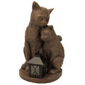 Gartenfiguren - Katze Deko Figur mit Laterne - Wetterfest, groß, Tiere, Katzen