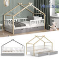 Kinderbett Hausbett Einzelbett Design Weiß Grau modern Massivholz Bett VitaliSpa