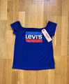 NEU: Shirt LEVI'S Bluse T-Shirt "Logo" (NP: 35€) Carmen Viskose, Blau, Gr. 152