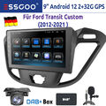 Android 12 Autoradio 32G Carplay GPS Navi BT DAB Kam MIK Für Ford Transit Custom