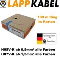 Lapp Litze flexibel H05V-K 0,5mm 0,75 1,0 H07V-K 1,5 2,5 4 6 10 16 alle Farben