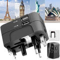 Internationaler Reiseadapter mit UK USA EU AUS CN Universal Stecker mit 2 USB DE