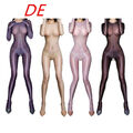 DE Damen Ganzkörper Overall Glänzend Sexy Dessous durchsichtig Catsuit Clubwear