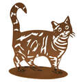 Tierfigur Metall - Katze Tiger - Edelrost Katze getigert auf Platte oder Stab 