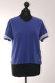 Tommy Hilfiger Damen T-Shirt XS blau uni V-Ausschnitt Jersey Stretch