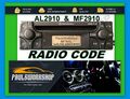 Mercedes Benz Radio Code 24H  CD MF2910 AL2910 AL/MF2199 Becker Alpine