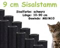 9 cm Sisalstamm, Ersatzstamm für Kratzbaum, 10-90 cm (M8/M10)(Schwarz)