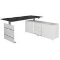 Kerkmann Move 3 elektrisch höhenverstellbarer Schreibtisch anthrazit, weiß rechteckig, Wangen-Gestell silber 180,0 x 80,0 cm