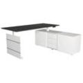 Kerkmann Move 3 elektrisch höhenverstellbarer Schreibtisch anthrazit, weiß rechteckig, Wangen-Gestell weiß 180,0 x 80,0 cm