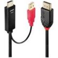 LINDY Anschlusskabel DisplayPort Stecker, HDMI-A Stecker, USB-A Stecker 0.50 m Schwarz 41424 DisplayPort-Kabel