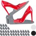 32 x Schuhstapler verstellbar, Schuhorganizer für hohe & flache Schuhe, rutschfest, Schuhhalter h 11,5-20cm, dunkelgrau