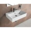 Design Waschbecken Hängewaschbecken Aufsatzwaschbecken Waschtisch aus hochwertiger Keramik eckig 60 x 42 cm Weiß - Aqua Bagno