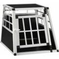 Alu Hundetransportbox – Auto Hundebox robust & pflegeleicht, Gittertür verschließbar, Aluminium Transportbox für Hunde - Größe m - 69×54×51 cm