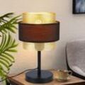 Tischlampe Retro Nachttischlampe Schwarz-Vintage Tischleuchte E27 für Wohnzimmer Schlafzimmer Gold Design Nachttischleuchte aus Metall Stoffschirm in