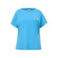 Große Größen: T-Shirt mit kleinem Druck und Rundhalsausschnitt, hellblau, Gr.50