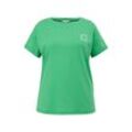 Große Größen: T-Shirt mit kleinem Druck und Rundhalsausschnitt, hellgrün, Gr.50