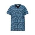 Große Größen: Shirt im Material- und Mustermix, blau bedruckt, Gr.50