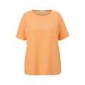 Große Größen: Shirt aus Waffelpiqué, mit Brusttasche, orange, Gr.50