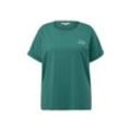 Große Größen: T-Shirt mit Frontdruck und Ärmelaufschlag, grün, Gr.50