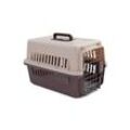 RAMROXX Tiertransportbox Transportbox mit Tür für Hund Katze usw. Beige Braun 30x48x31cm