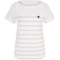 TOM TAILOR Damen Gestreiftes T-Shirt mit Bio-Baumwolle, weiß, Streifenmuster, Gr. XXL
