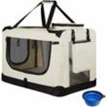 Juskys - Hundetransportbox Lassie xl (beige) faltbar - 56 x 81 x 58 cm - Hundebox mit Decke, Tasche & Griffen – Stoff Autotransportbox für Hunde