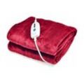 Heizdecke mit Abschaltautomatik, Bettdecke Wärmedecke mit 4 Temperaturstufen, 8-Stunden-Timer, Waschbare Kuscheldecke mit Überhitzungsschutz (Rot,