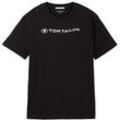 TOM TAILOR Jungen T-Shirt mit Bio-Baumwolle, schwarz, Logo Print, Gr. 140
