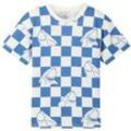 TOM TAILOR Jungen Oversized T-Shirt mit Bio-Baumwolle, blau, Allover Print, Gr. 92/98