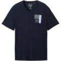 TOM TAILOR Herren T-Shirt mit Bio-Baumwolle, blau, Print, Gr. L