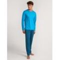 CALIDA Relax Imprint Schlafanzug, Baumwolle, Brusttasche, für Herren, blau, M