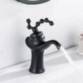 Vintage Messing Waschbecken Wasserhahn Badezimmer Europäische Einhebelmischer für heißes und kaltes Wasser, Kranich-schwarz