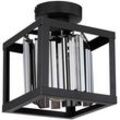 Kristall Deckenleuchte schwarz Deckenlampe E27 Wohnzimmer modern, Metall Glas rauchfarben, 1x E27 LxH 17x 21 cm