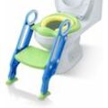 Naizy - Toilettensitz Kinder mit Treppe Faltbar Töpfchentrainer Höhenverstellbar wc Trainer mit pu Gepolstert Kissen und Griffen Töpfchen - Blau und