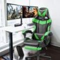 Computer-/Gaming-Stuhl mit Fußstütze – Schwarz und Grün