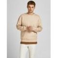 Jack & Jones Sweatshirt Basic Sweater Langarm Shirt Rundhals Pullover JJESTAR (1-tlg) 4012 in Beige