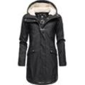 Regenjacke RAGWEAR "Tinsley" Gr. L (40), schwarz Damen Jacken Lange stylischer Regenparka für den Winter