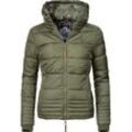 Winterjacke MARIKOO "Sole" Gr. S (36), grün Damen Jacken Winterjacken modisch taillierte Steppjacke für den Winter