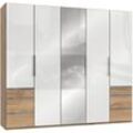 Kleiderschrank WIMEX "Level by fresh to go" Schränke Gr. B/H/T: 250 cm x 216 cm x 58 cm, 5 St., braun (plankeneichefarben, weißglas) Drehtürenschrank Kleiderschrank Drehtürenschränke Schränke mit Glas-und Spiegeltüren