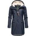 Regenjacke RAGWEAR "Tinsley" Gr. M (38), blau (navy) Damen Jacken Lange stylischer Regenparka für den Winter