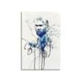Sinus Art Leinwandbild Zinedine Zidane III 90x60cm Keilrahmenbild Kunstbild Aquarell Art Wandbild auf Leinwand fertig gera