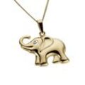 Firetti Kettenanhänger Schmuck Geschenk Gold 333 Halsschmuck Anhänger für Halskette Elefant, Made in Germany - mit Diamant, gelb|goldfarben|silberfarben