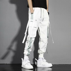 1*Hose Cargohose Hip Hop Haremshose Jogger weiß / schwarz hochwertig