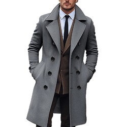 Modischer Herren Mantel mit Revers und zweireihigem Stil f��r den Winter