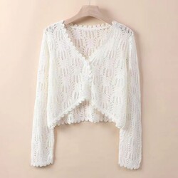 Modische Langarm Damen Strickjacke Pullover in Unifarben