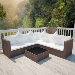 Garten Lounge Set mit Auflagen Gartensofa Gartenmöbel 4-tlg. Poly Rattan vidaXL