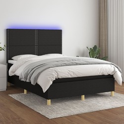 Boxspringbett mit Matratze LED Schwarz 140x190cm Stoff Bett Doppelbett vidaXL